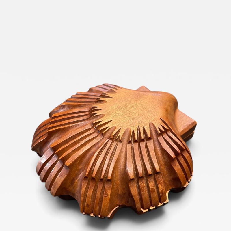 1950s Carved wood shell box