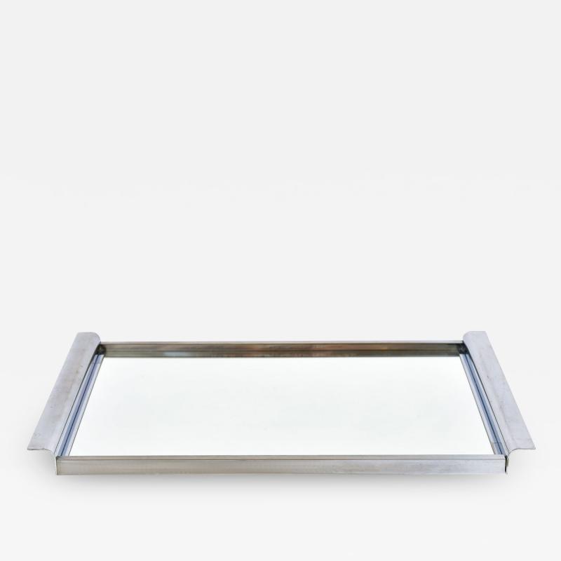 1950s French Art Deco style chrome and mirror tray