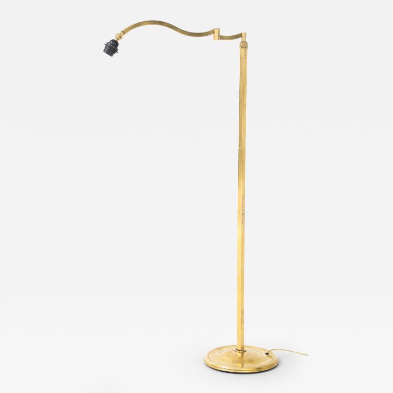 1950s French Solid Brass Swing Arm Floor Lamp