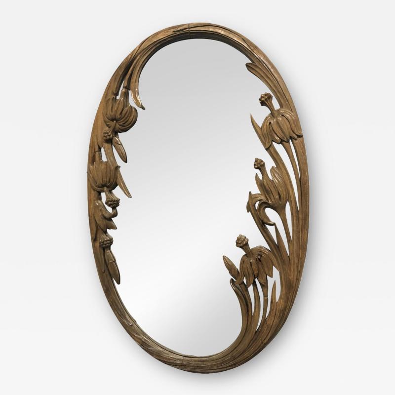 1950s Hand Carved Floral Mirror