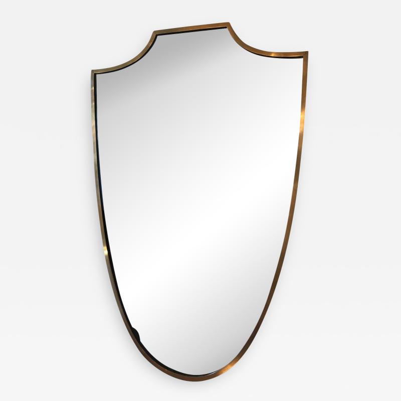 1950s Italian Brass Shield Shaped Mirror