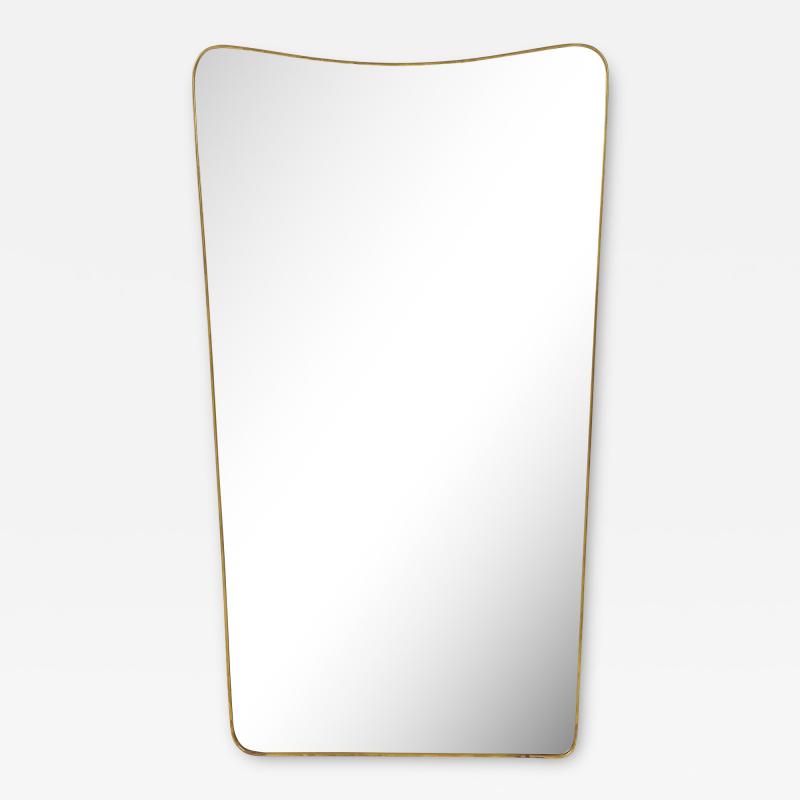 1950s Italian Modernist Grand Scale Shaped Brass Wall Mirror