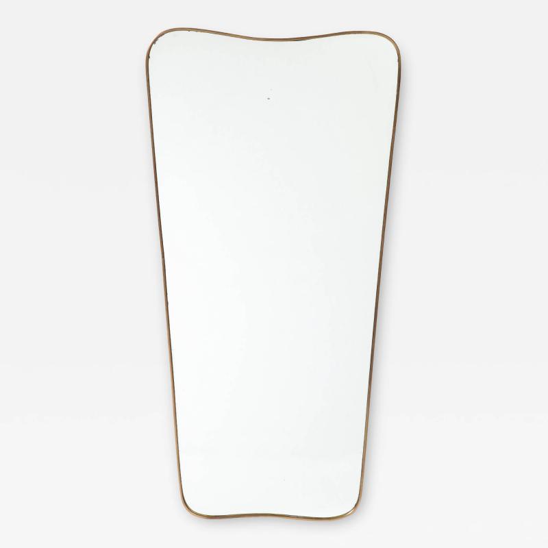 1950s Italian Modernist Large Shaped Brass Mirror