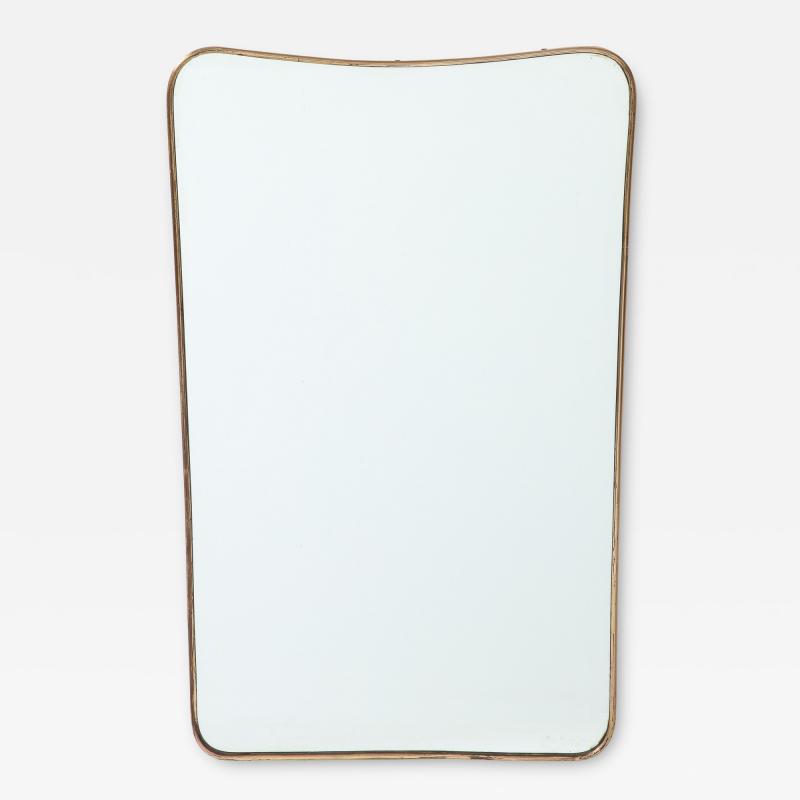1950s Italian Modernist Shaped Brass Wall Mirror