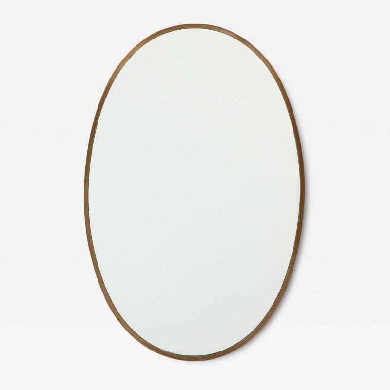 1950s Italian Oval Brass Mirror