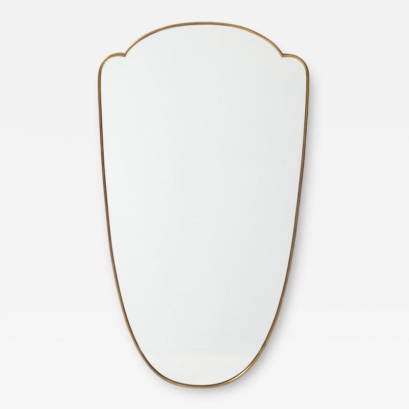 1950s Italian Shield Shaped Brass Mirror