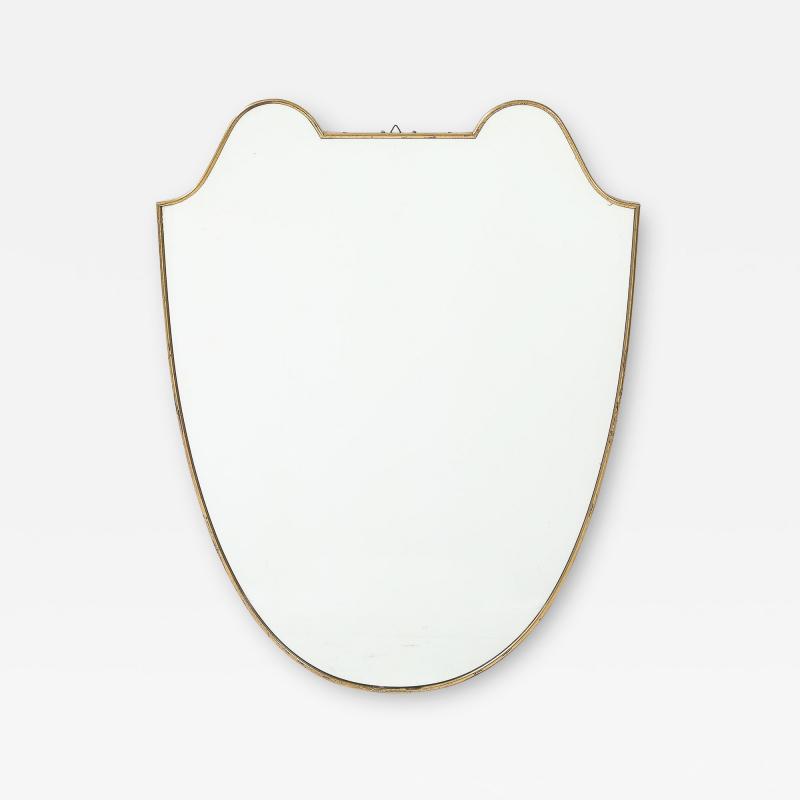 1950s Italian Shield Shaped Brass Mirror