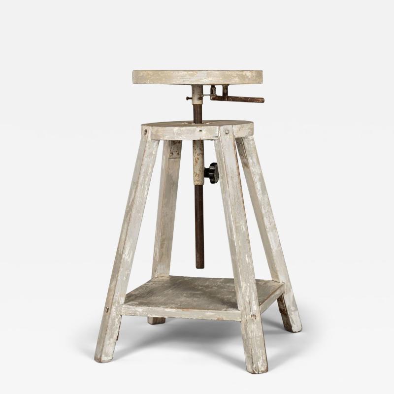 1950s Light Gray Painted French Sculptors Stand