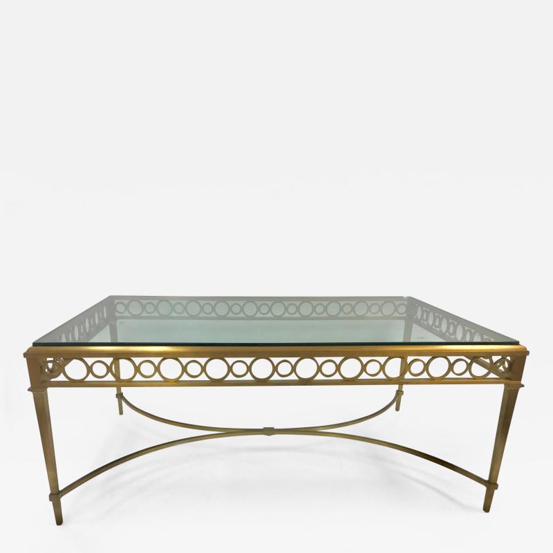 1950s Maison Jansen Bronze and Glass Coffee Table