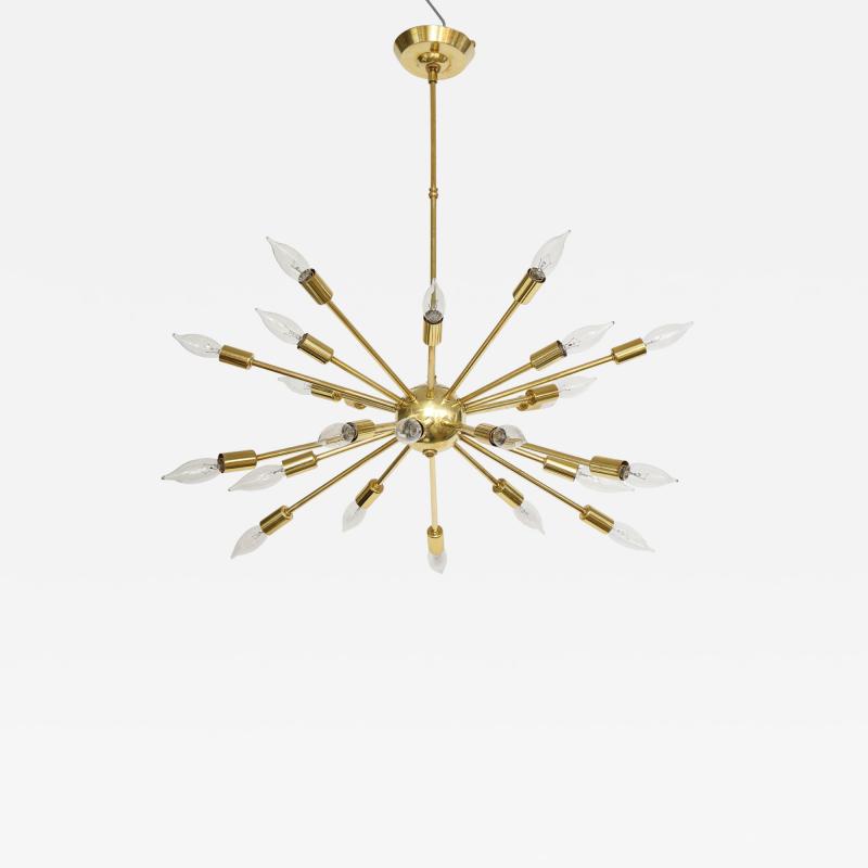 1950s Mid Century Modern 24 Arm Sputnik Brass Chandelier