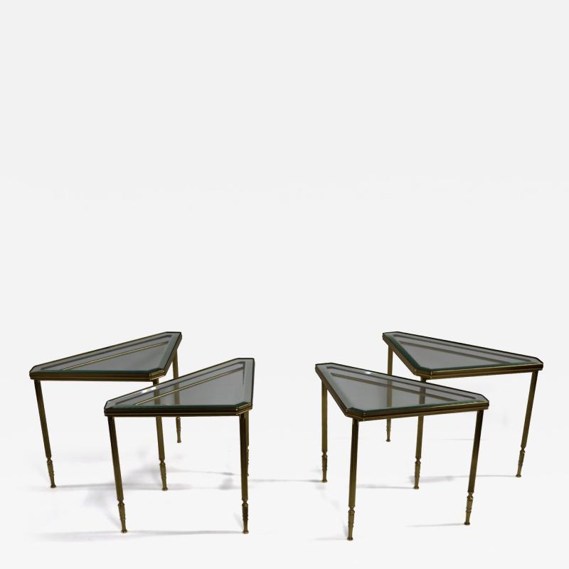 1950s Mid Century Modern Brass Italian Triangular Side Tables coffee table