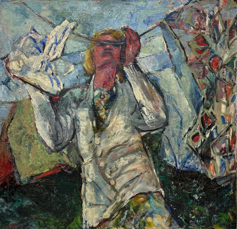 1950s Mid century Overscale Abstract Oil Painting of a Woman Newly Framed