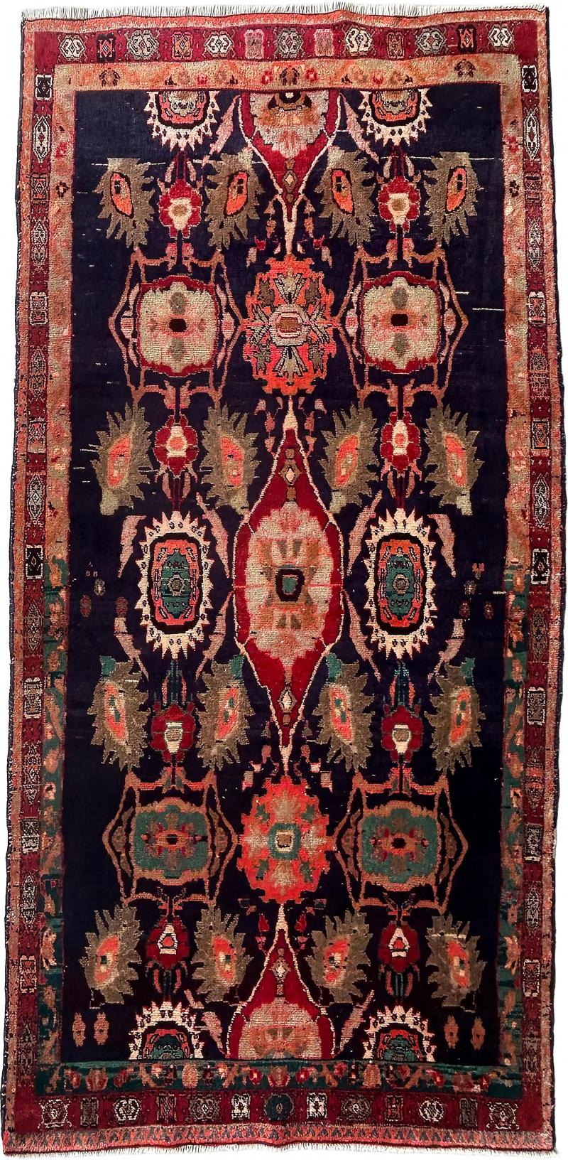 1950s Persian Hand Woven Tribal Hamadan Wool Runner 84 by 4 1 75 
