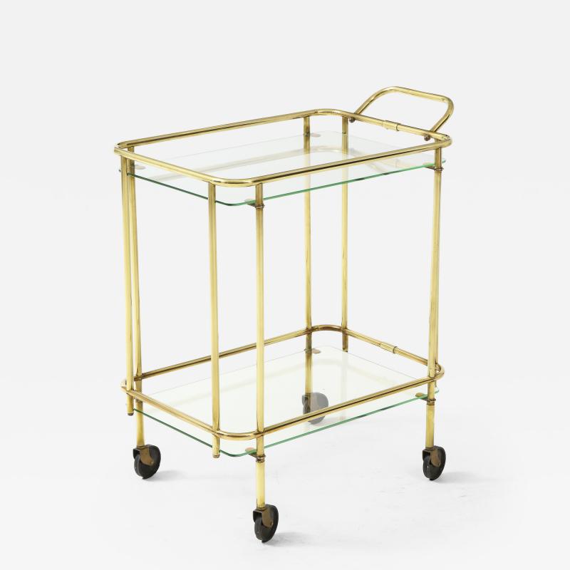 1950s Solid Brass Italian Two Tier Bar Cart