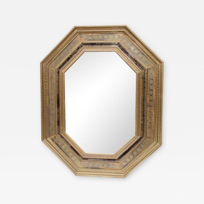 1950s Tin Brass Octagonal Mirror From Spain
