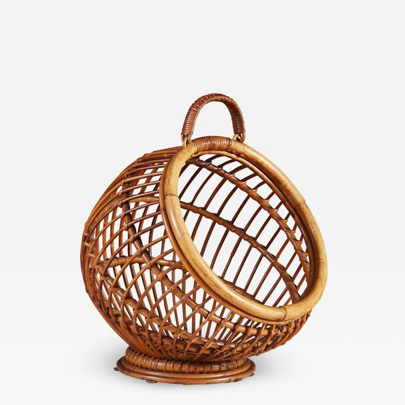 1950s wicker basket with handle