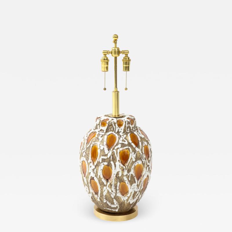 1960 s Italian Lava Glazed Ceramic Lamp