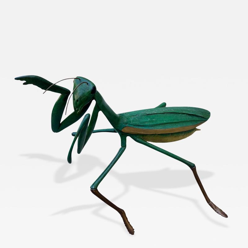 1960 s Japanese Cold Painted Bronze Praying Mantis Sculpture