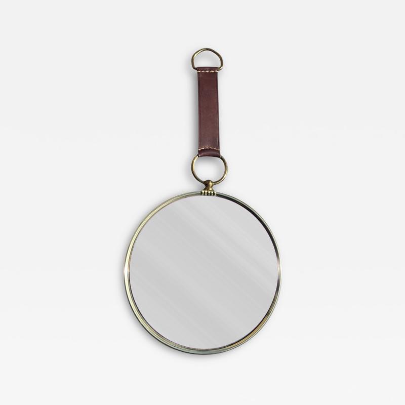 1960s Brass and leather witch mirror