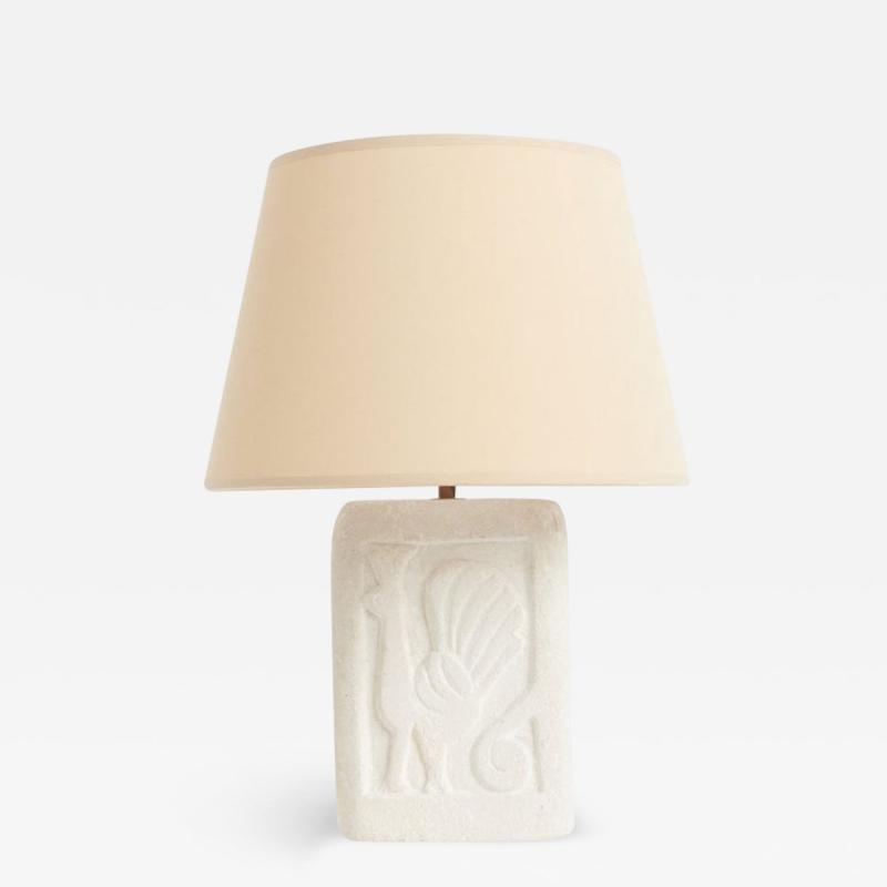 1960s Carved Stone Table Lamp