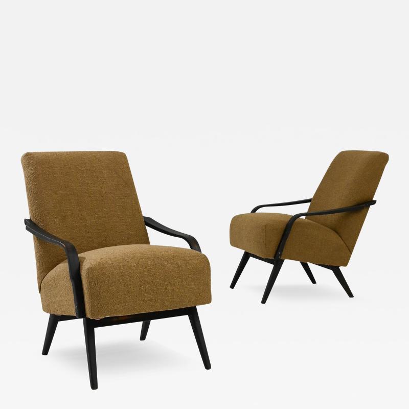 1960s Czech Upholstered Armchairs by TON a Pair