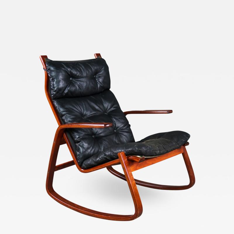 1960s Danish Bentwood Leather Rocker