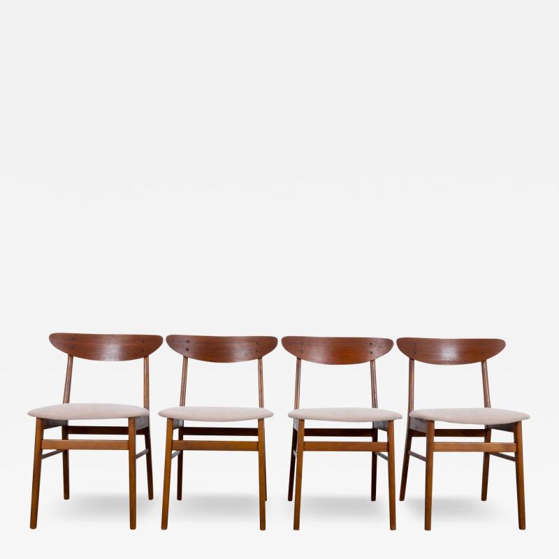 1960s Danish Upholstered Teak Chairs Set of Four