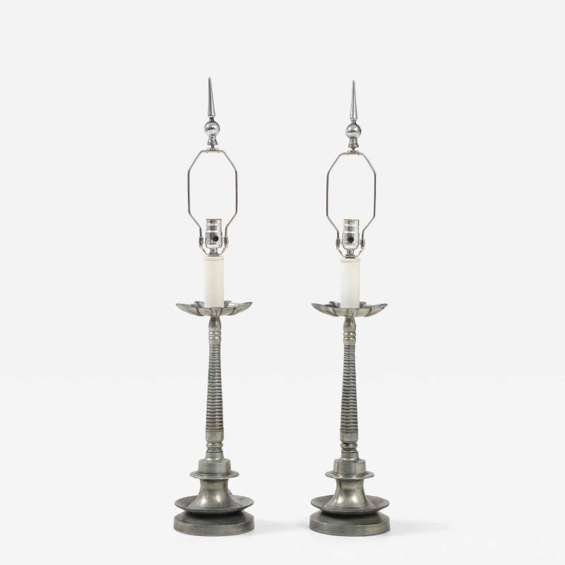 1960s French Aluminum Table Lamps