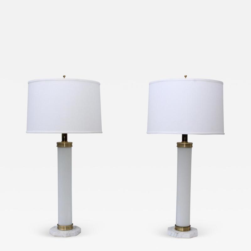 1960s Glass And brass With Marble Base Italian Table Lamps