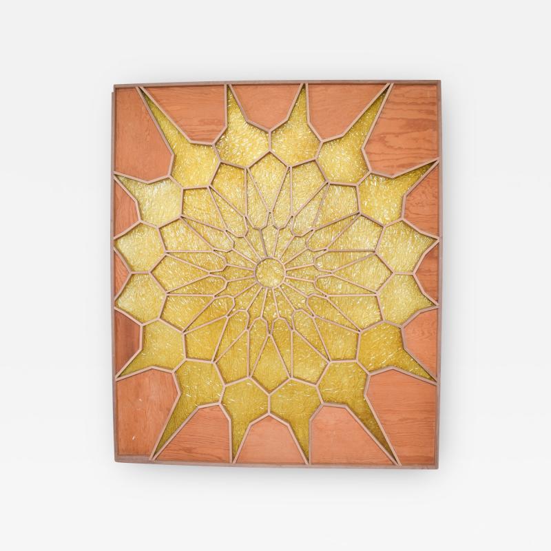 1960s Golden Flower SUNBURST Room Divider Screen Door Panel Modern Mexico