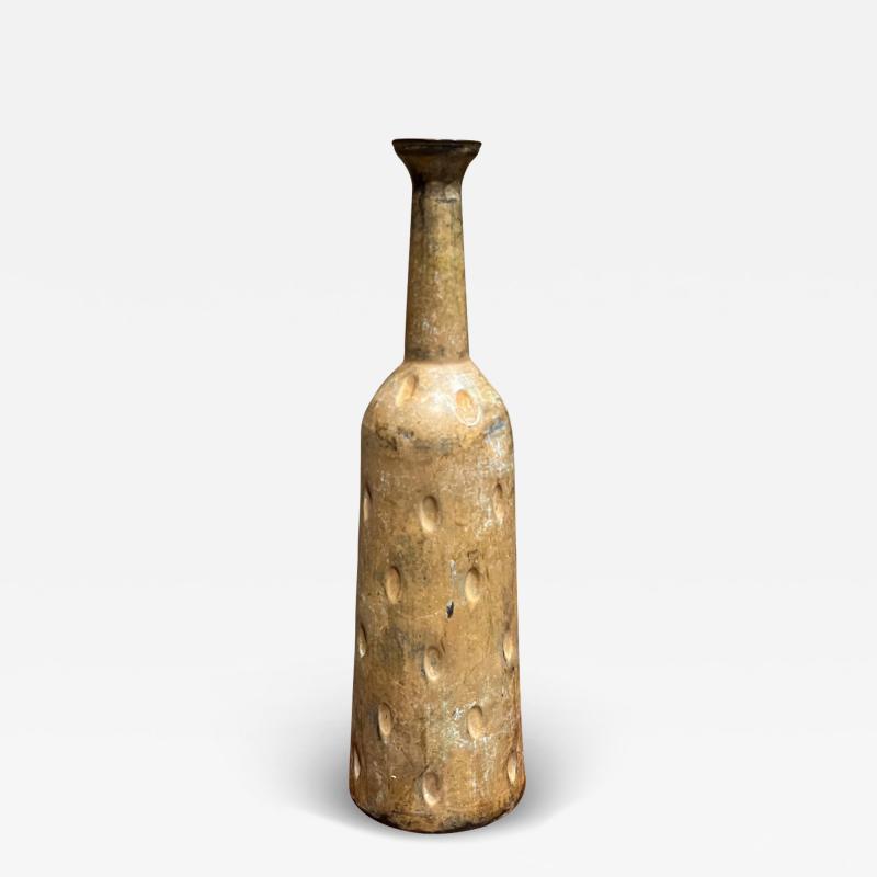 1960s Hammered Aluminum Vase Bottle Decorative Vintage