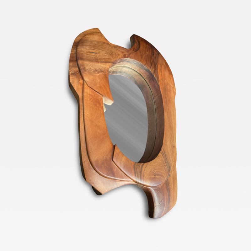 1960s Hand made carved wood sculptural wall mirror