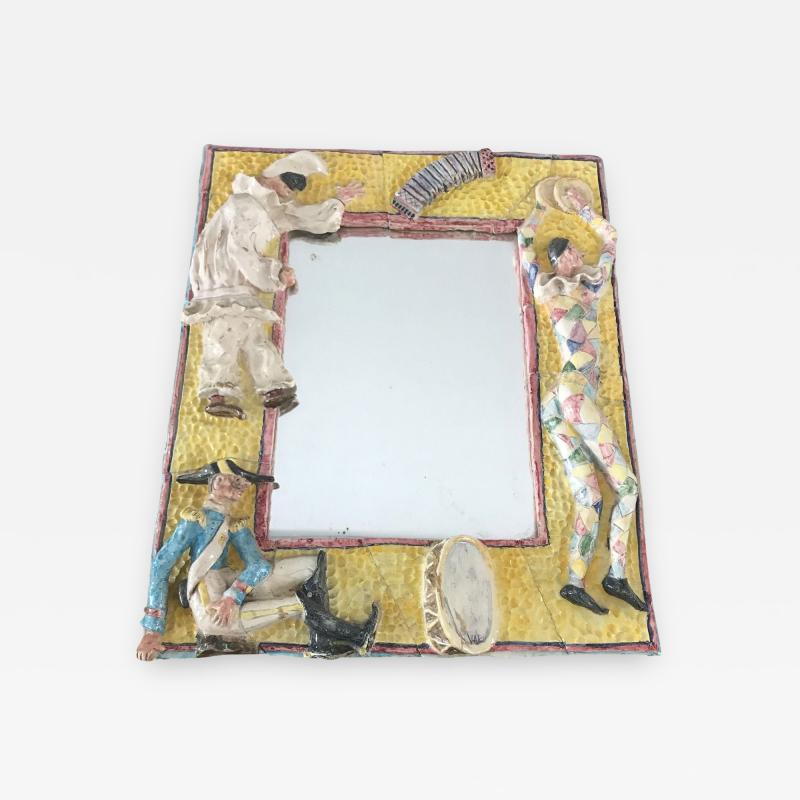 1960s Italian Mirror with Ceramic Frame