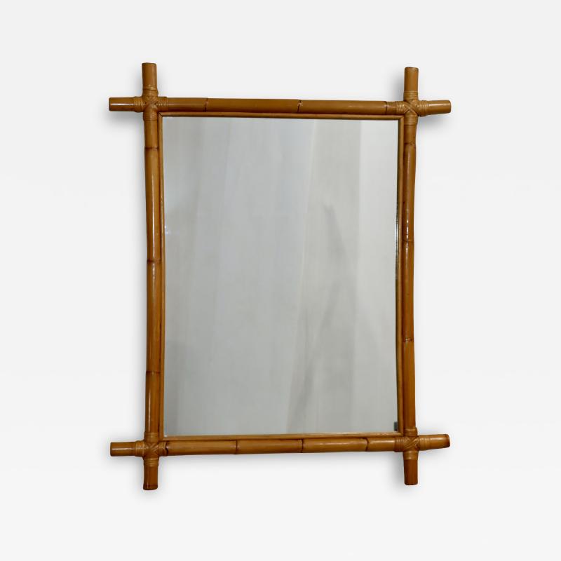 1960s Mid Century Modern Bamboo And Rattan Large Wall Mirror
