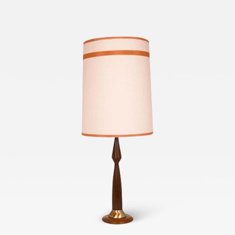 1960s Mid Century Modern Walnut and Brass Table Lamp