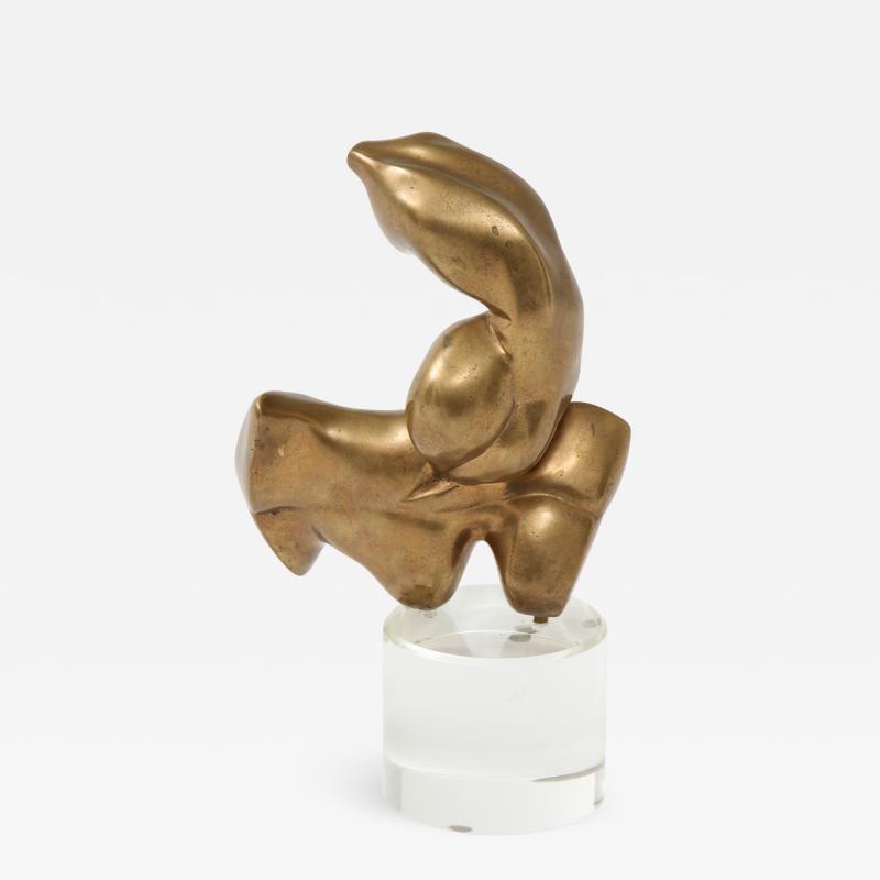 1960s Modern Abstract Brass And Lucite Sculpture