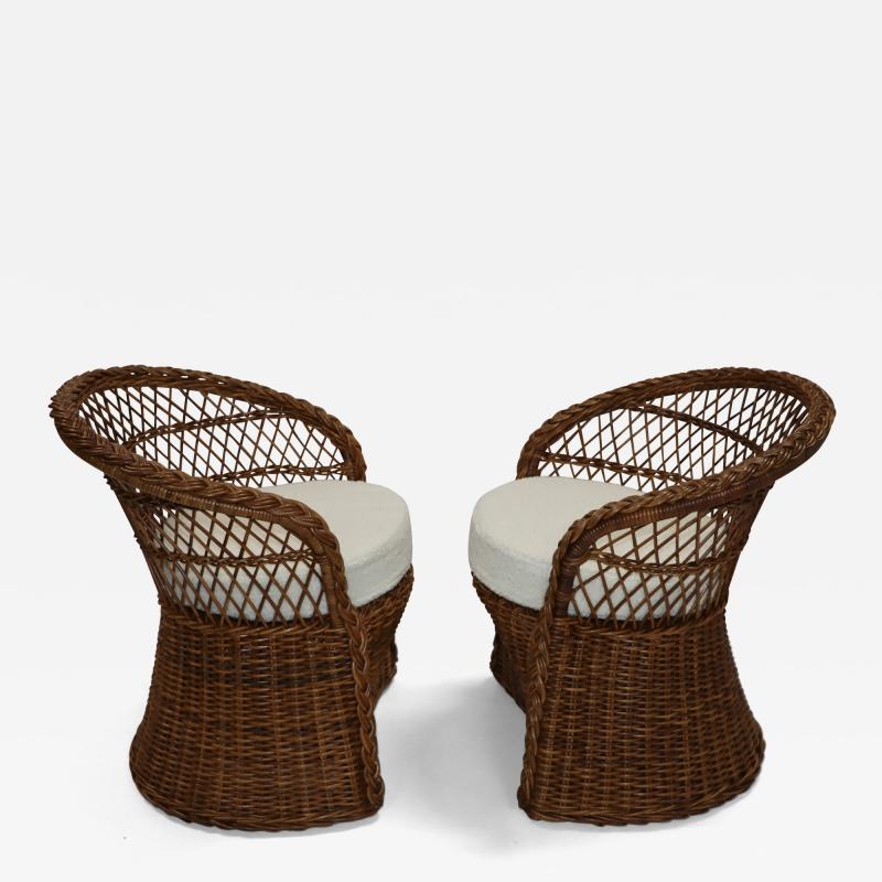 1960s Modern Italian Rattan Lounge Chairs