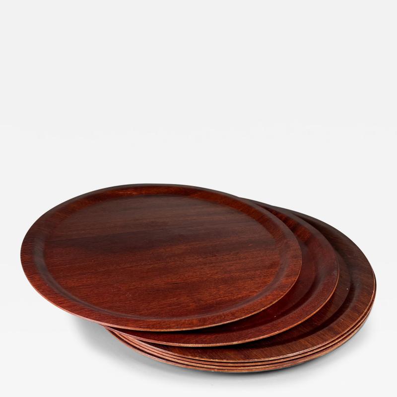 1960s Modern Set of Six Round Serving Plates Bentwood