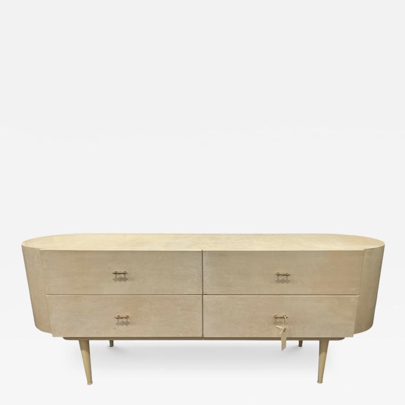 1960s Parchment Wrapped 4 Drawer Low Dresser