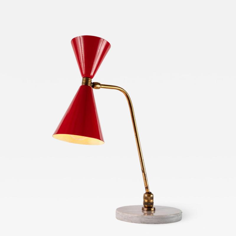 1960s Red Double Cone Table Lamp in the Manner of Pierre Guariche