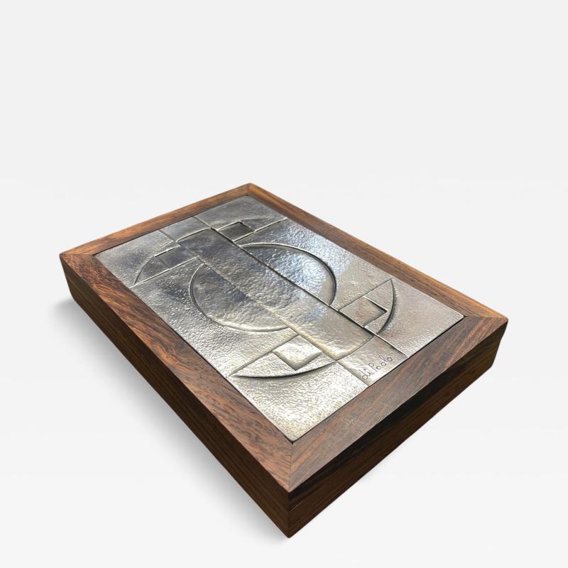 1960s Silver and rosewood decorative box signed Di Paolo