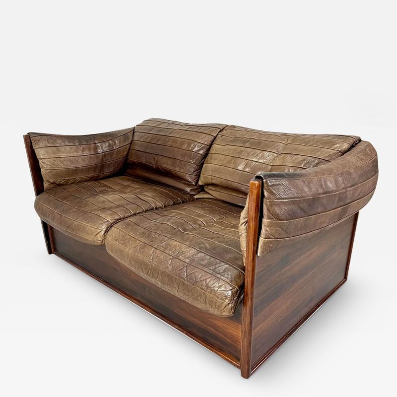 1960s Skipper Mobler Leather and Rosewood Settee
