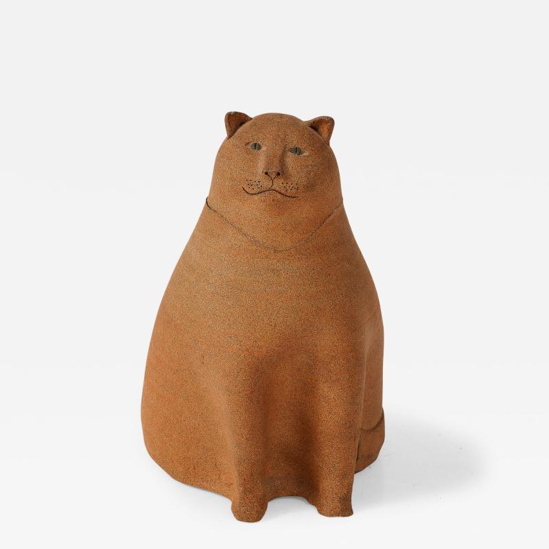 1960s Studio pottery terracotta cat boxe