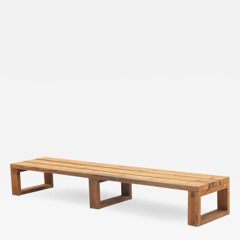 1960s Swedish rural 76 pinewood slat bench