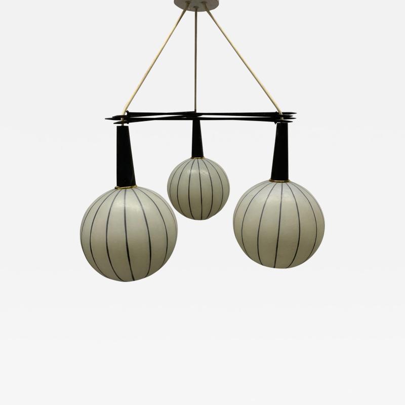 1960s Three Globe Pendant Light Fixture