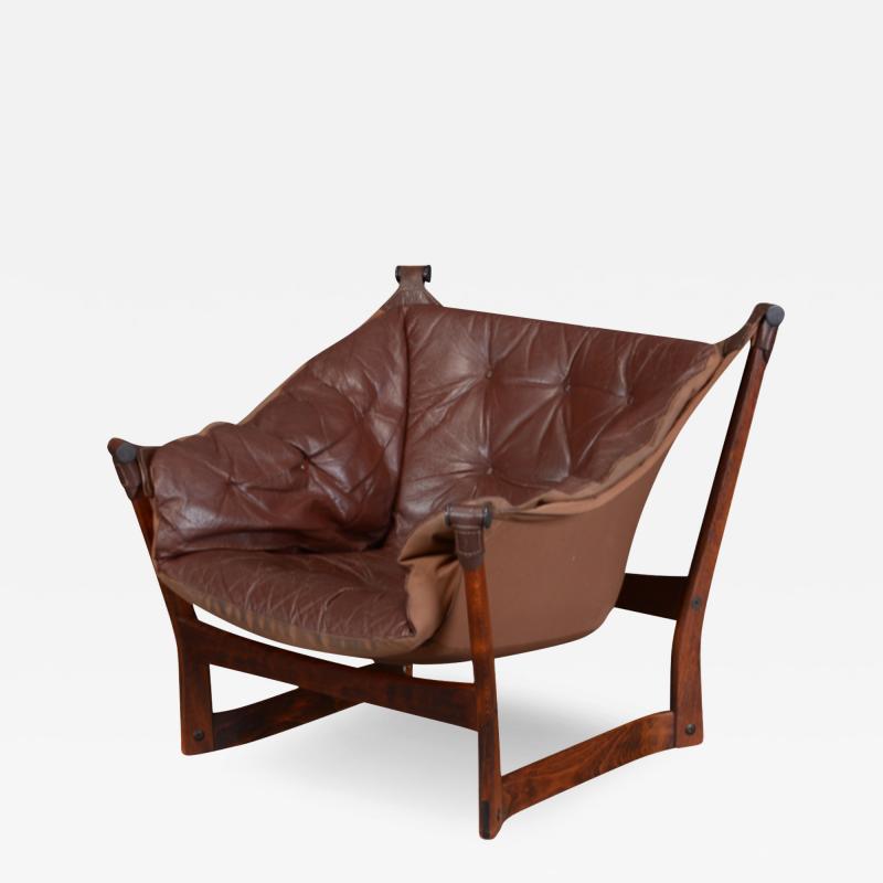 1960s Tormod Alnaes Trega teak and leather lounge chair