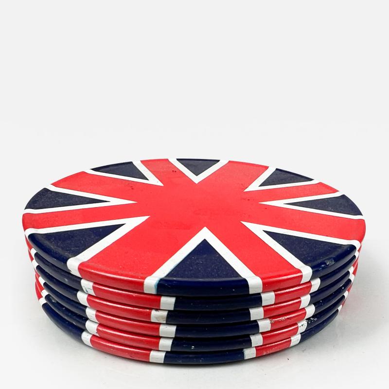 1960s UK Vintage British Bar Coasters Union Jack Set of Six