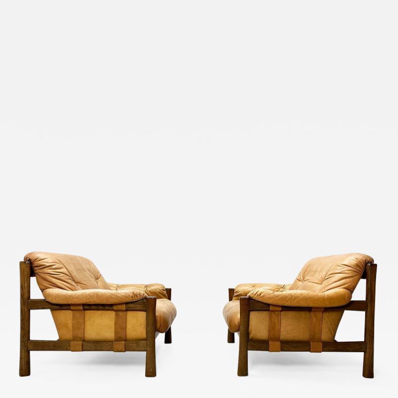 1960s Vintage Leather Lounge Chairs a Pair