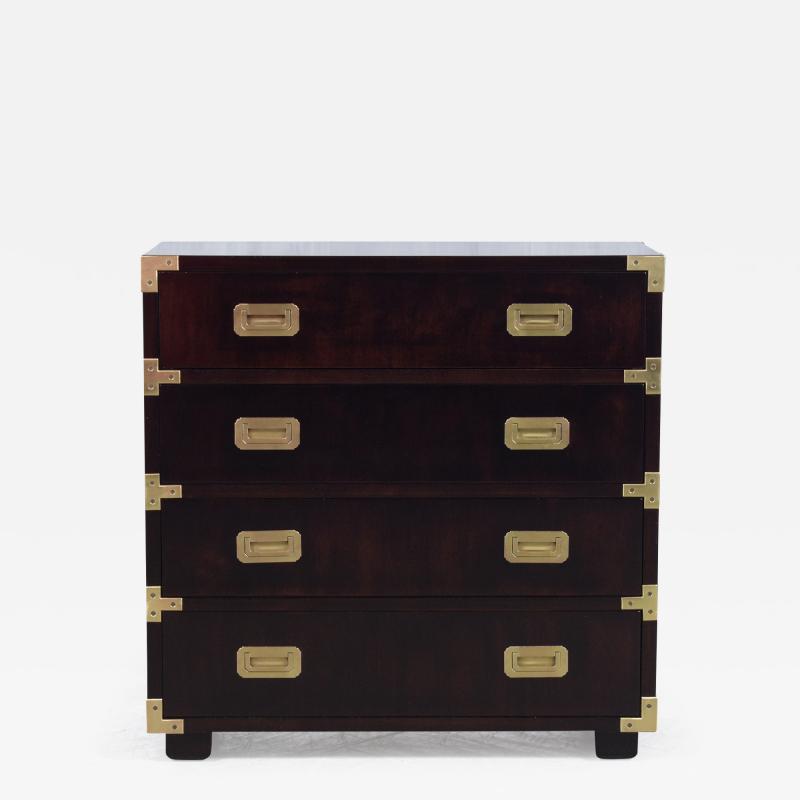 1960s Vintage Modern Mahogany Campaign Chest with Brass Handles