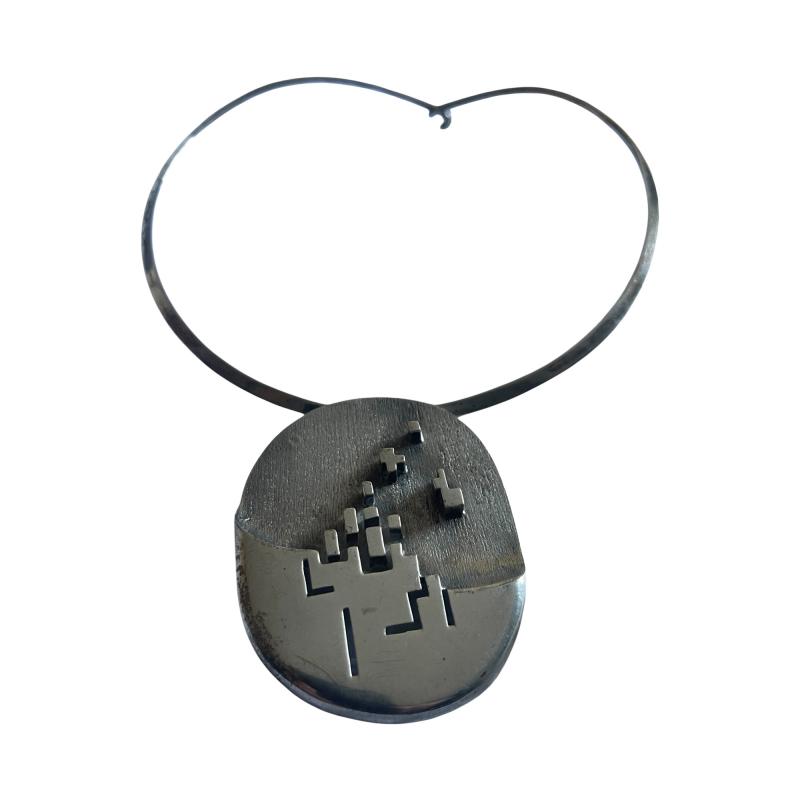 1960s moderniste silver necklace